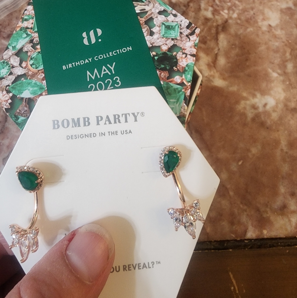 Sparkling Gems Lab Created Emerald Fused With Genuine Quartz Rose Gold Plating